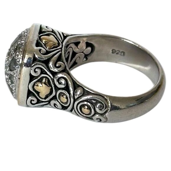 John Hardy Designer .925/18k Gold Light Colored Stone Cluster Ring. Size 7 - Picture 8 of 14